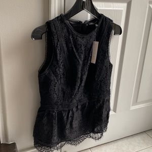 NWT White House black market Lace Bodice Peplum top Sz4